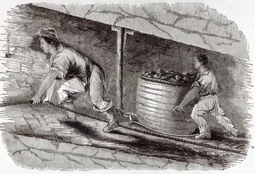 リトルボルトンでの炭坑での女性の引き出し、1842